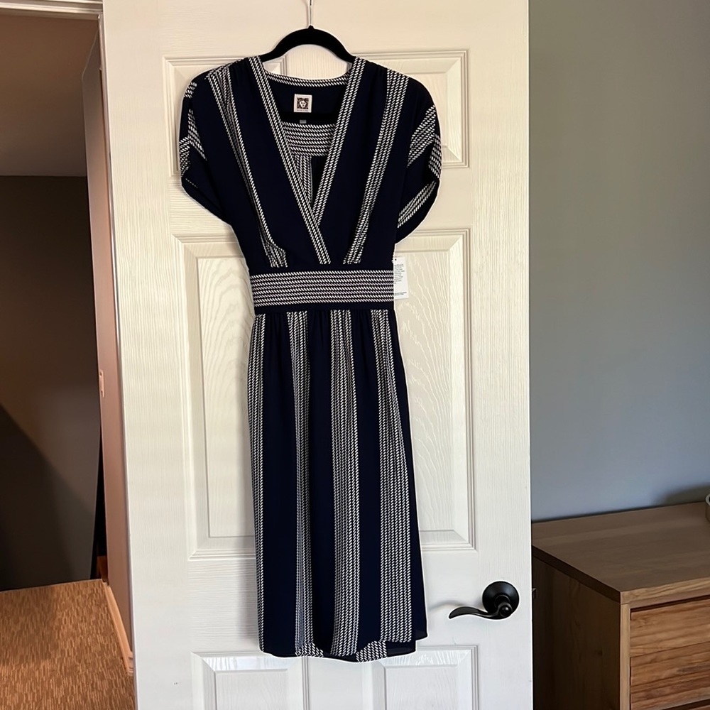 Anne Klein blue and white knee length dress.